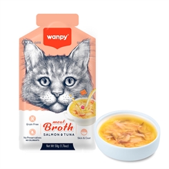 Wanpy Meat Broth Tuna & Salmon 50g - vådfoder til katte